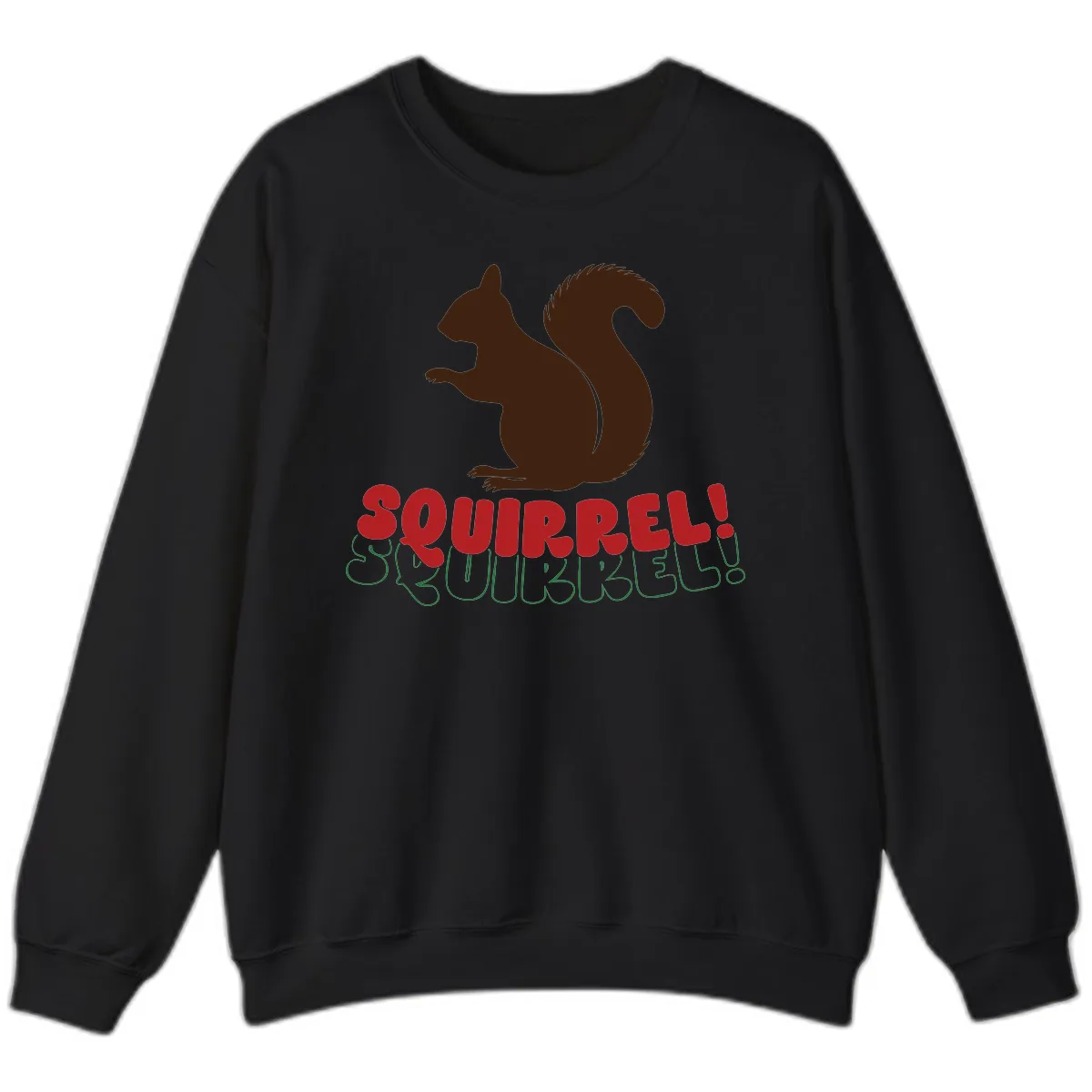 Squirrel! Christmas Typography Sweatshirt in Black