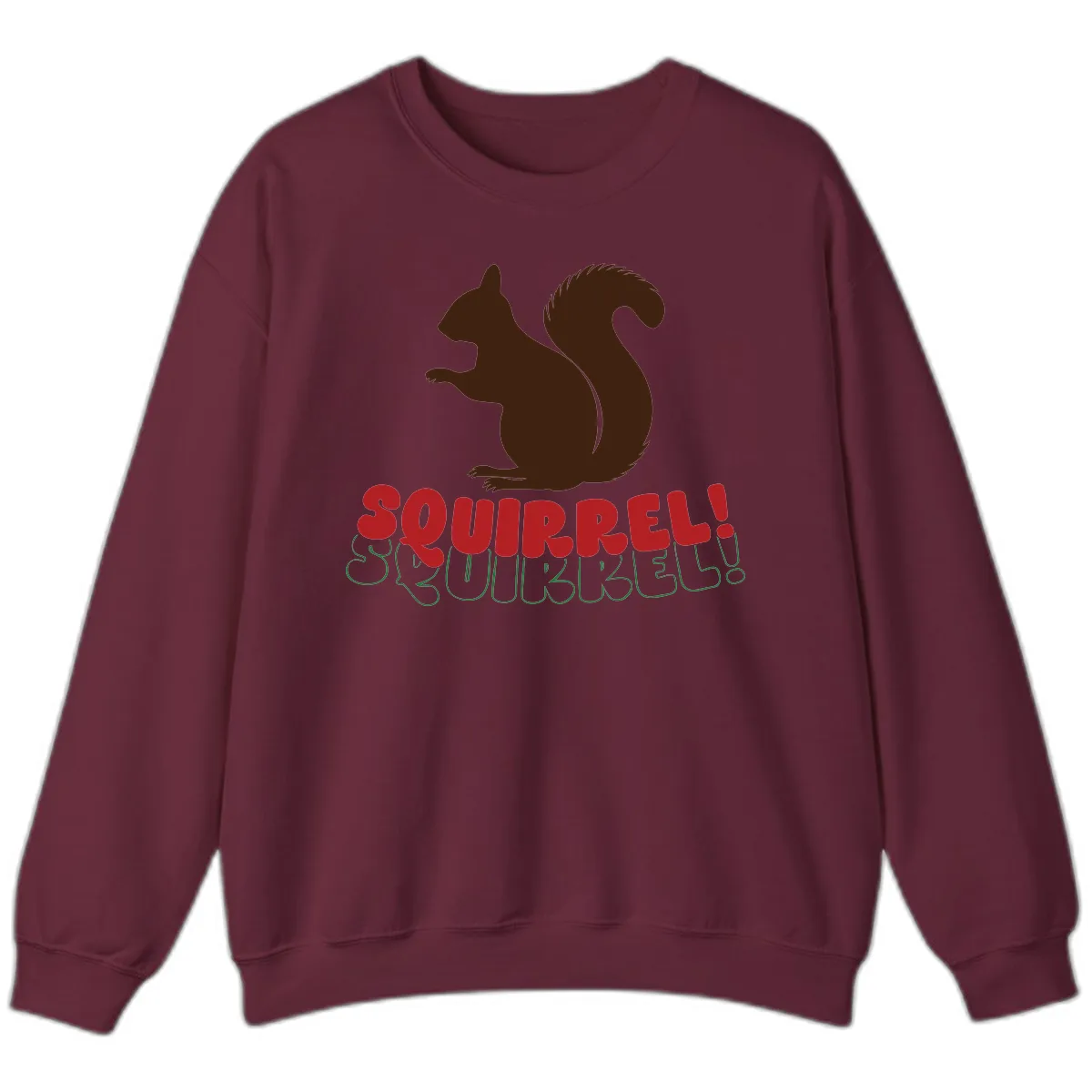 Squirrel! Christmas Typography Sweatshirt in Maroon