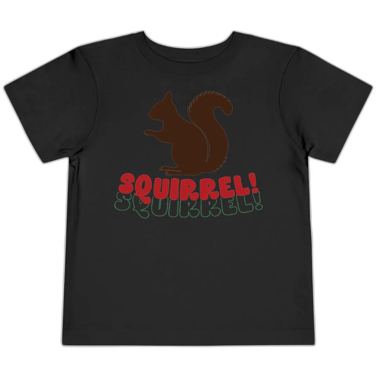 Squirrel! Christmas Typography Toddler T-Shirt in Black