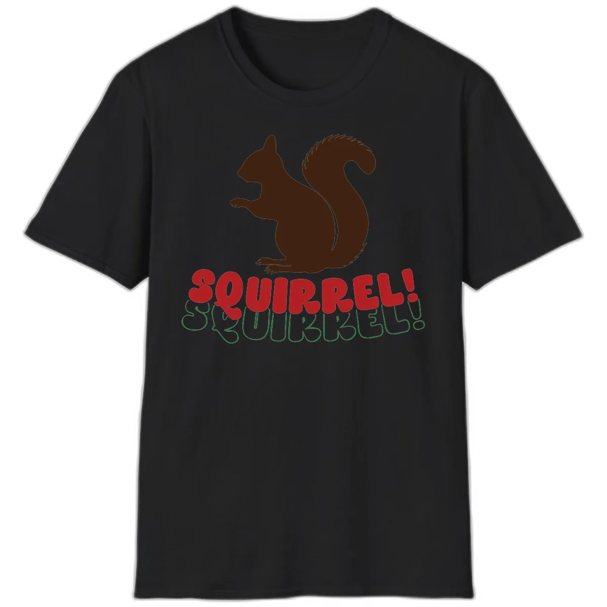 Squirrel! Christmas Typography T-Shirt in Black