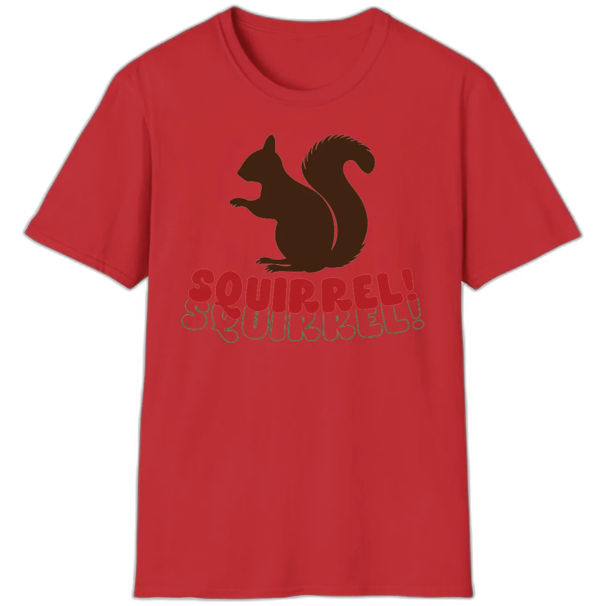 Squirrel! Christmas Typography T-Shirt in Red