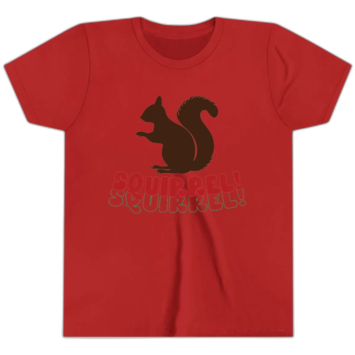 Squirrel! Christmas Typography Youth T-Shirt in Red