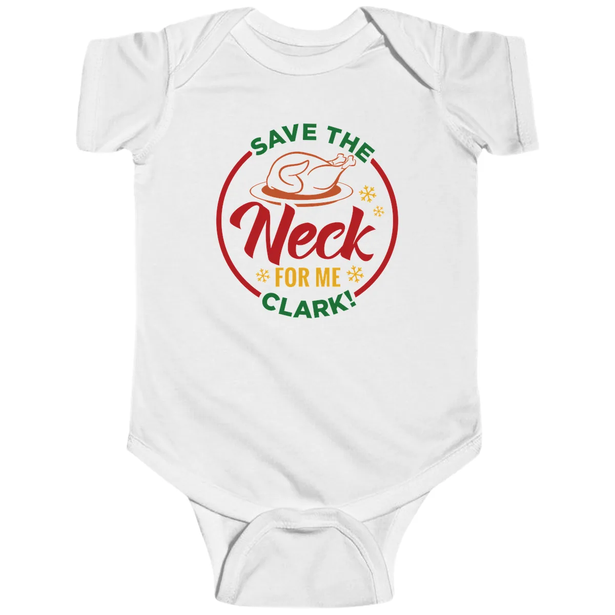 Save The Neck For Me Clark Baby Onesie in White