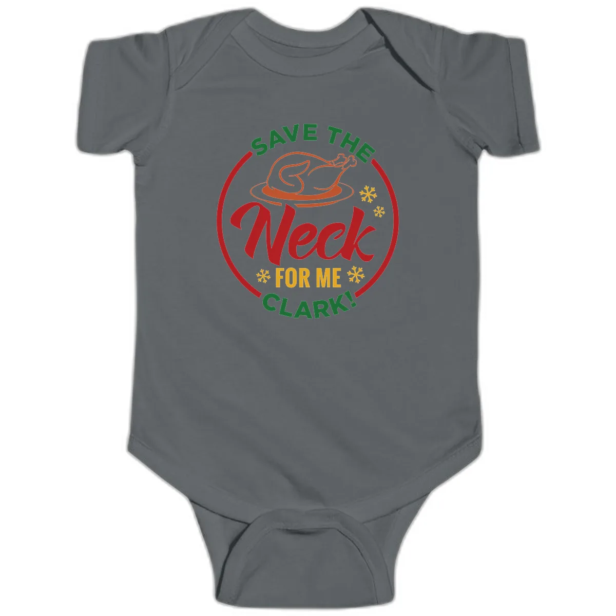 Save The Neck For Me Clark Baby Onesie in Charcoal