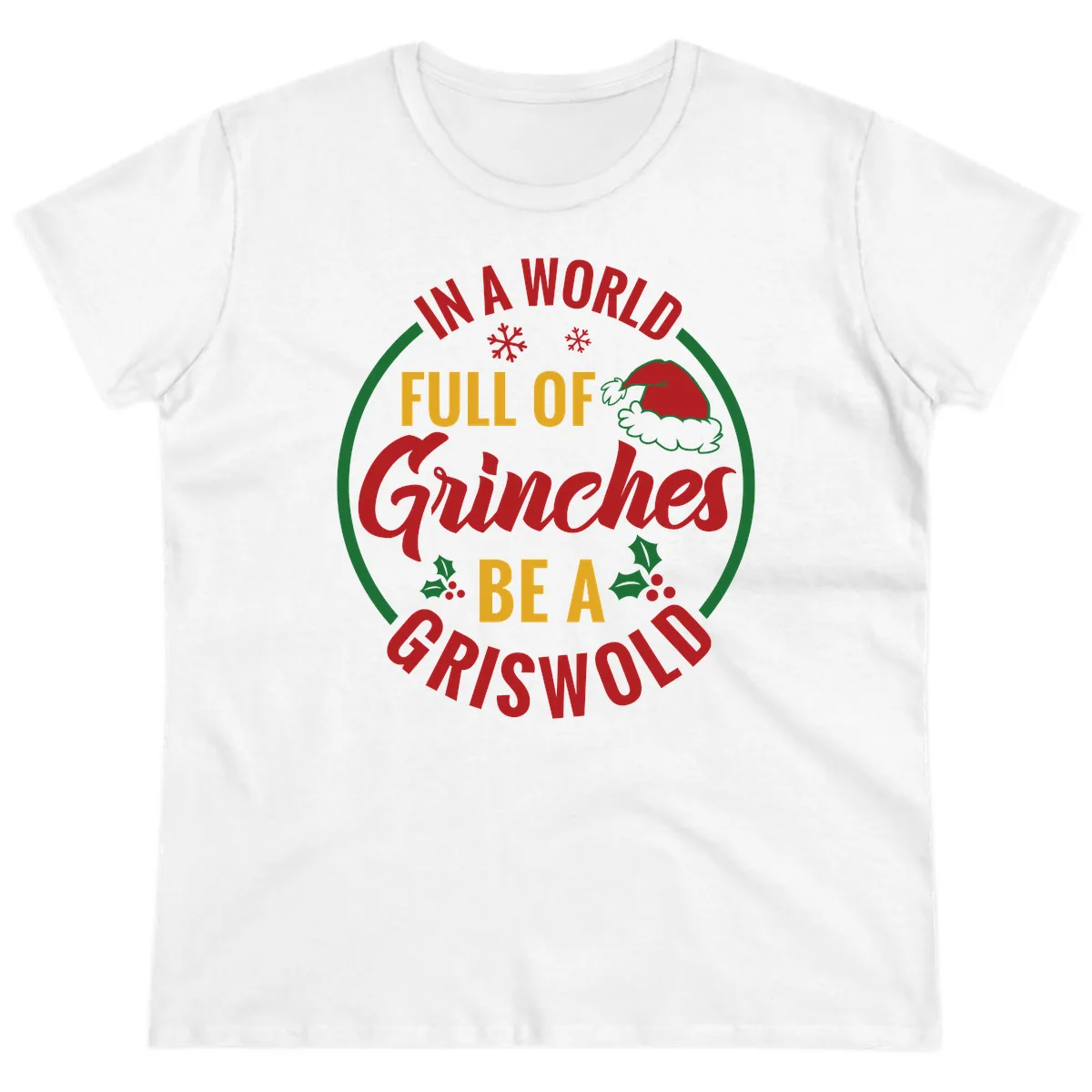 In A World Full Of Grinches Be A Griswold Ladies Tee in White