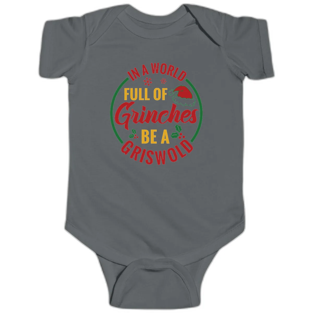 In A World Full Of Grinches Be A Griswold Baby Onesie in Charcoal