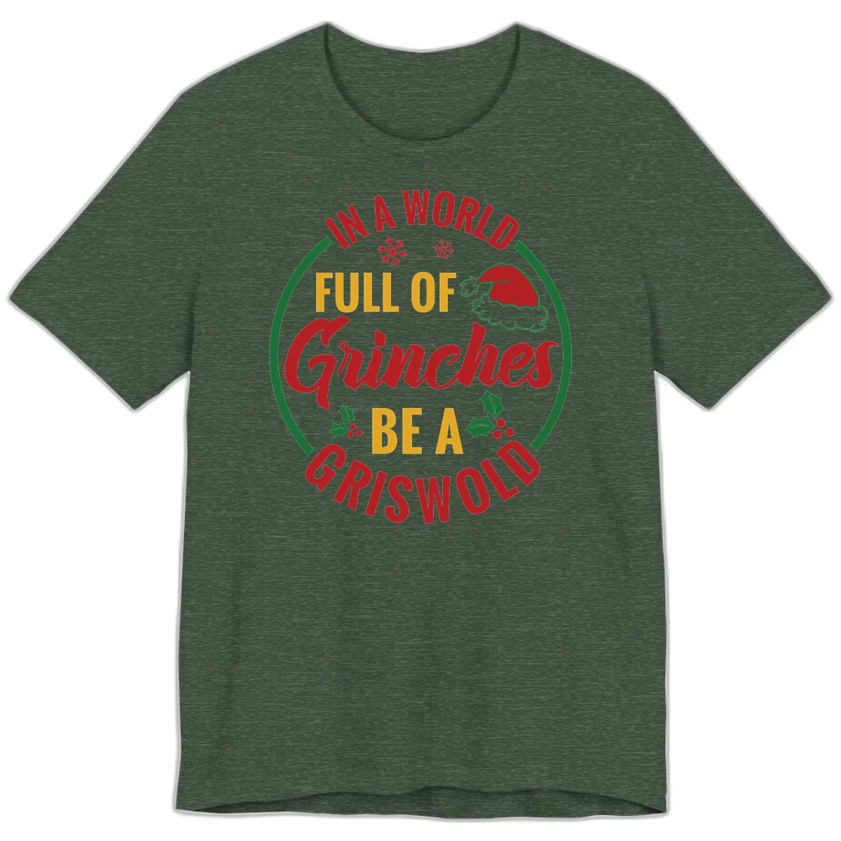 In A World Full Of Grinches Be A Griswold Premium T-Shirt in Heather Forest