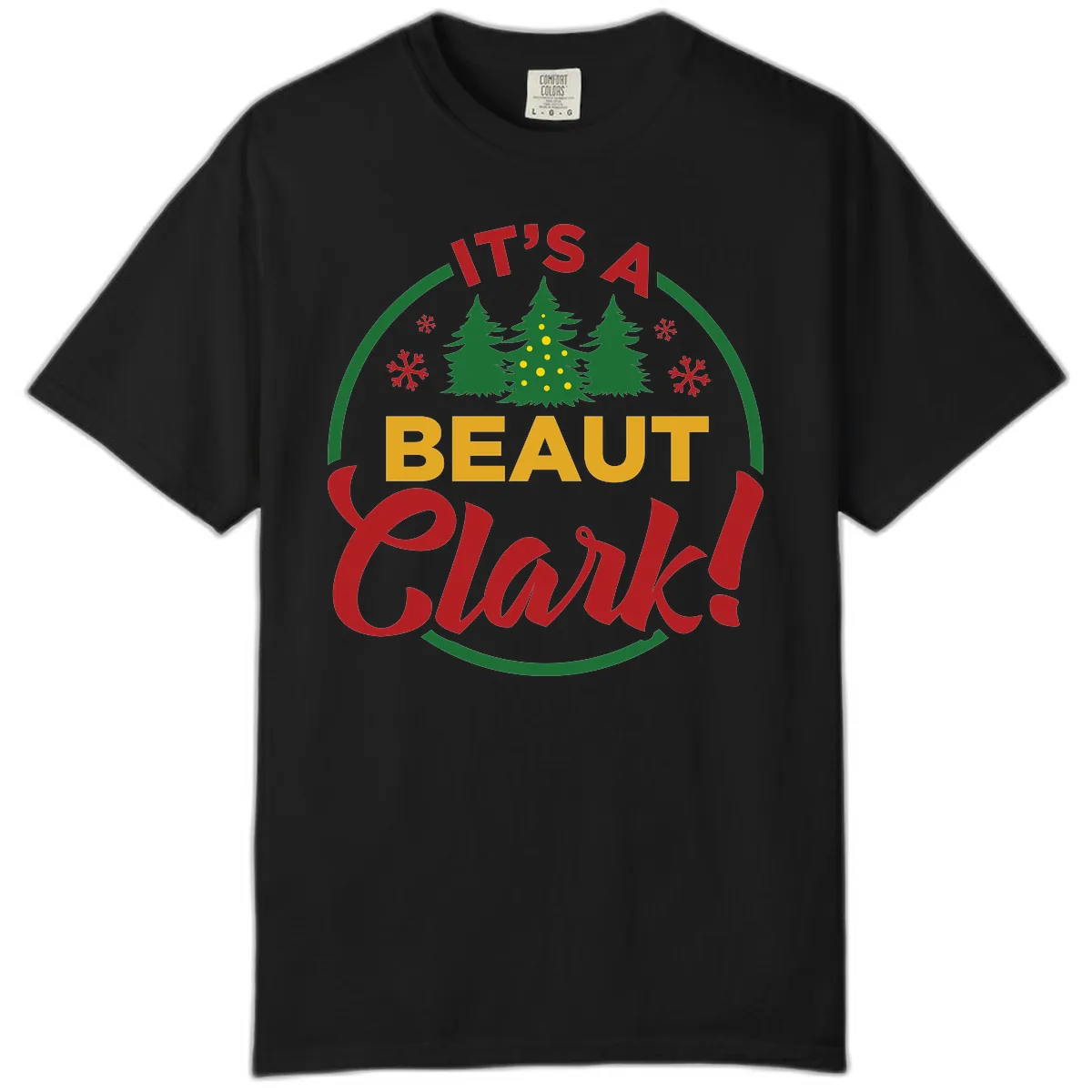 Its A Beaut Clark Christmas Design Comfort Color in Black