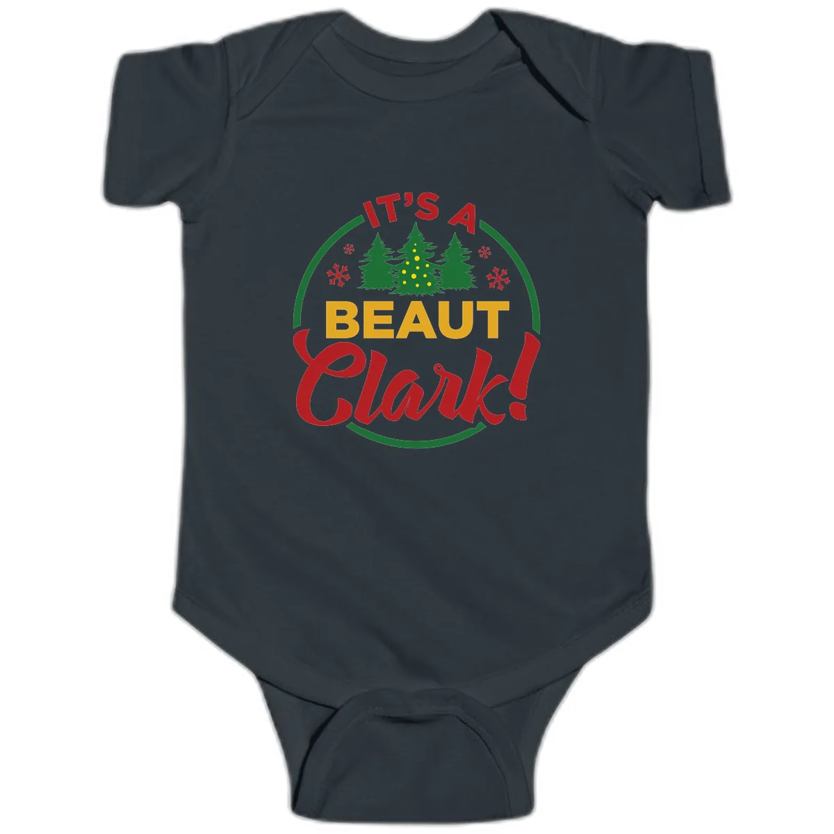 Its A Beaut Clark Christmas Design Baby Onesie in Black