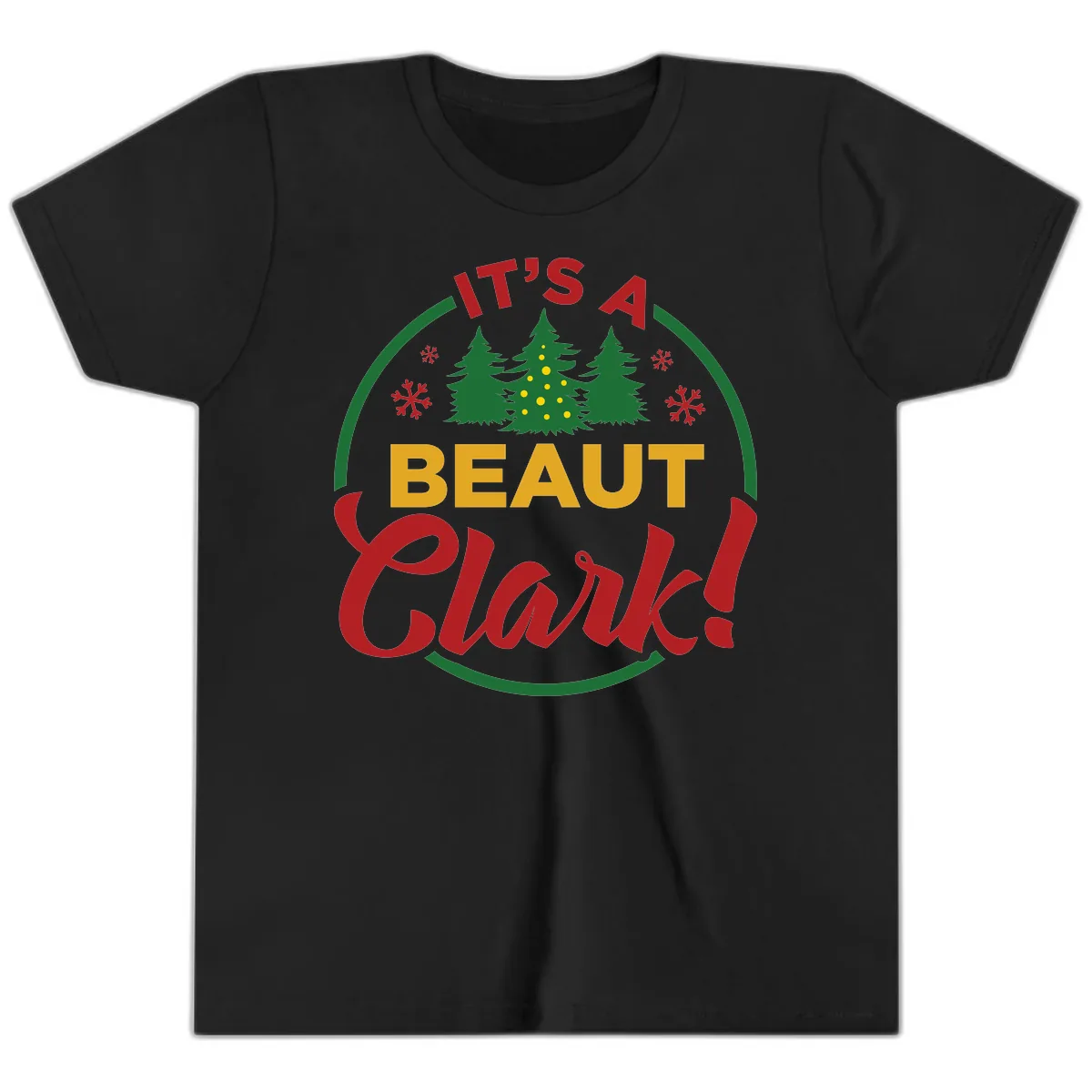Its A Beaut Clark Christmas Design Youth T-Shirt in Black