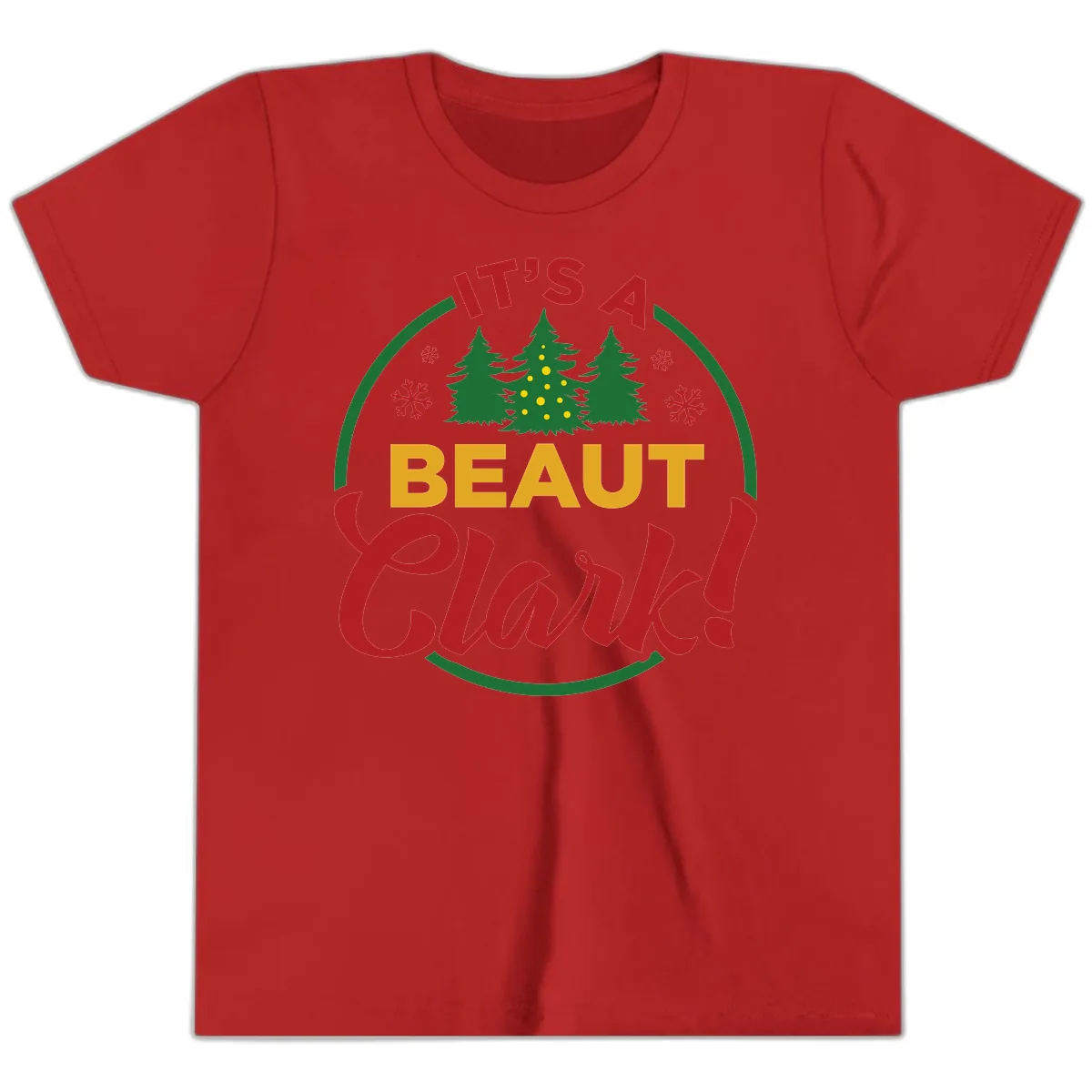 Its A Beaut Clark Christmas Design Youth T-Shirt in Red