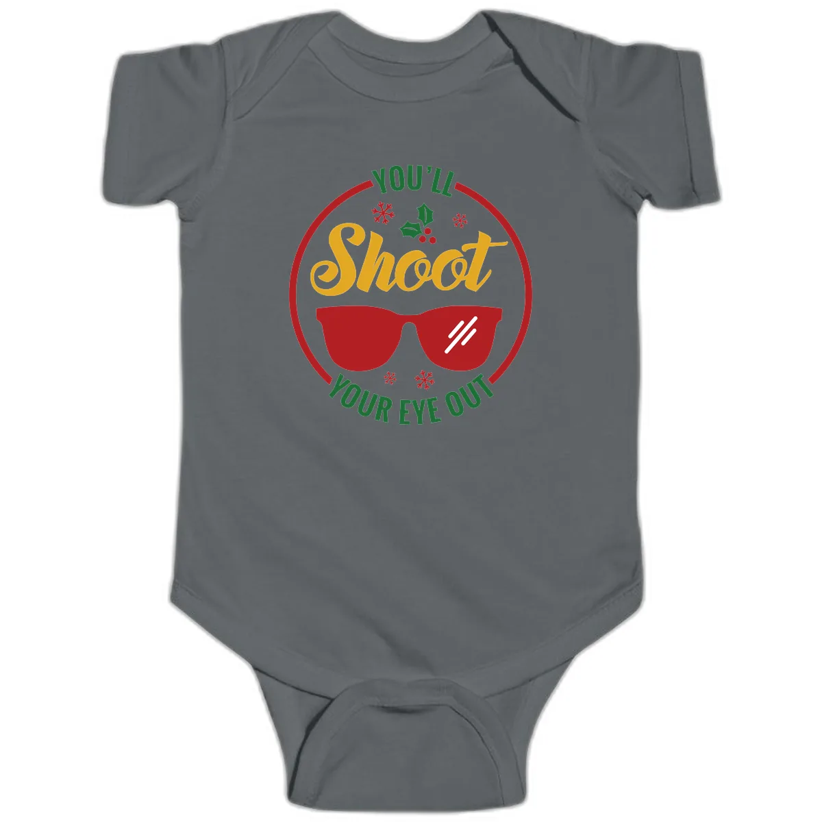You'll Shoot Your Eye Out Baby Onesie in Charcoal