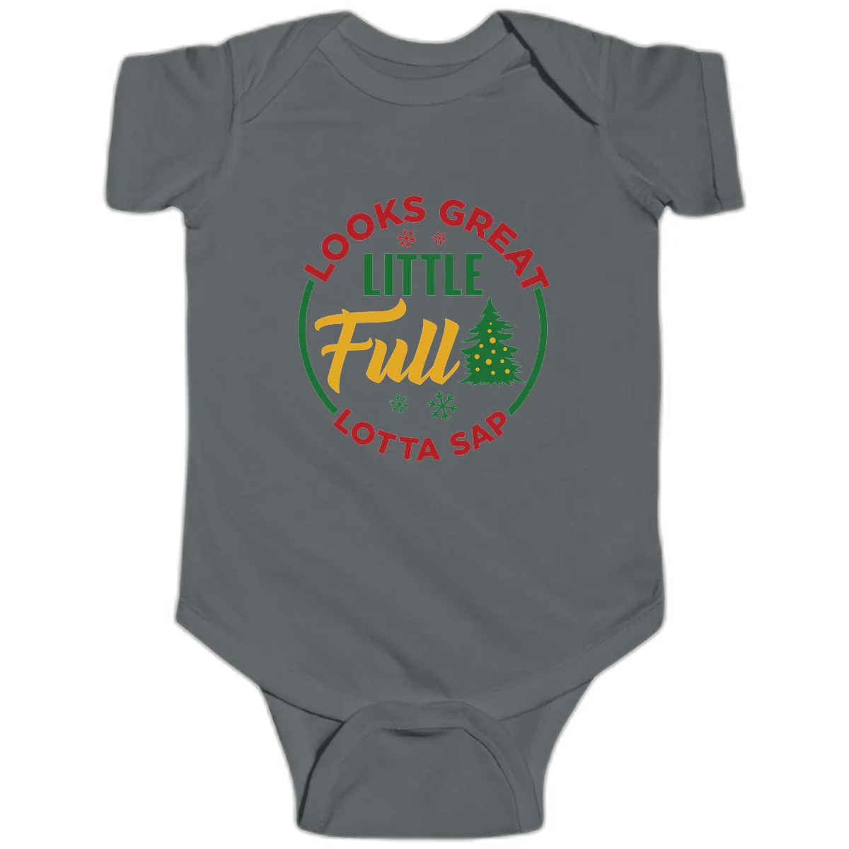 Looks Great Little Full Lotta Sap Baby Onesie in Charcoal