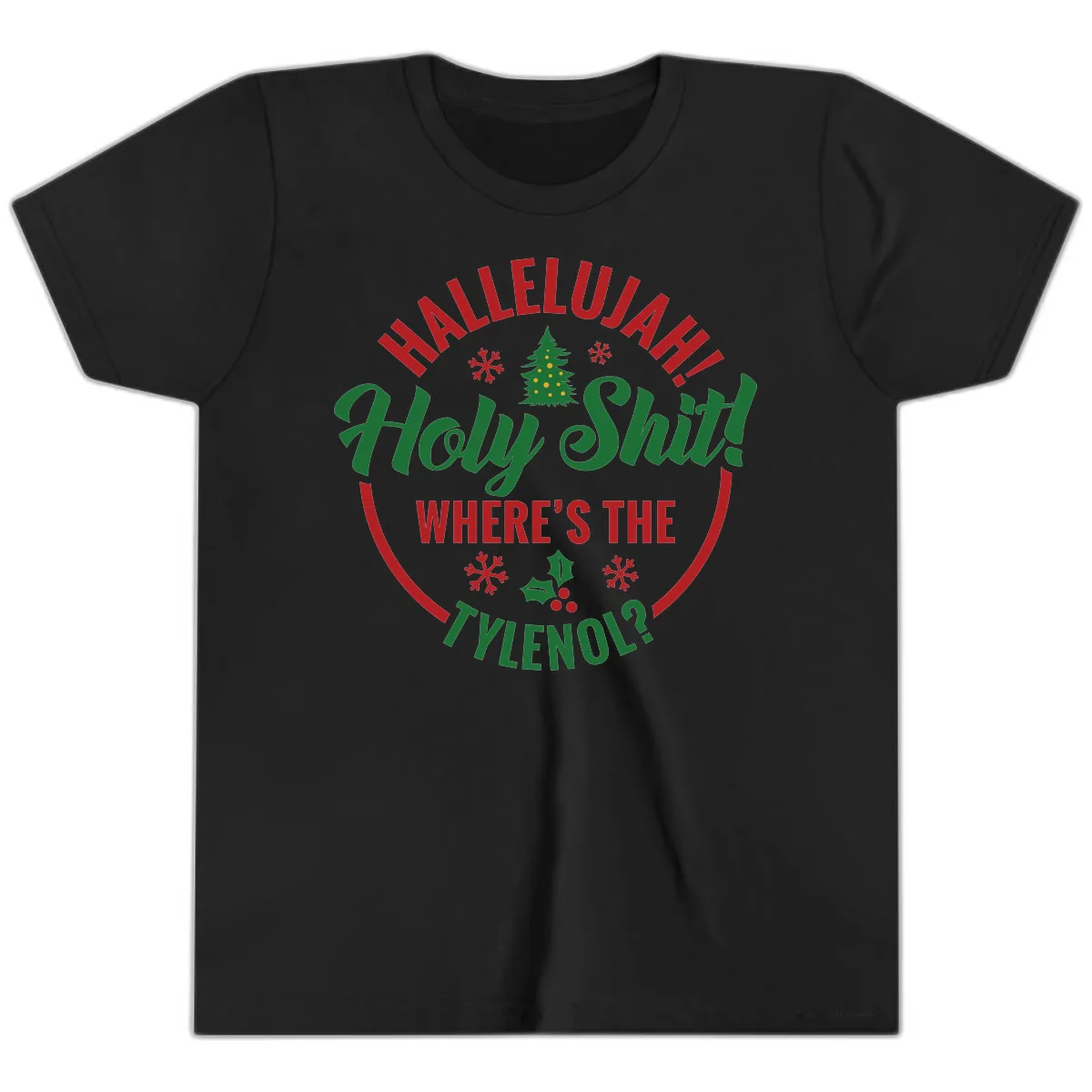 Hallelujah Holy Shit Tylenol Graphic Youth T-Shirt in Black