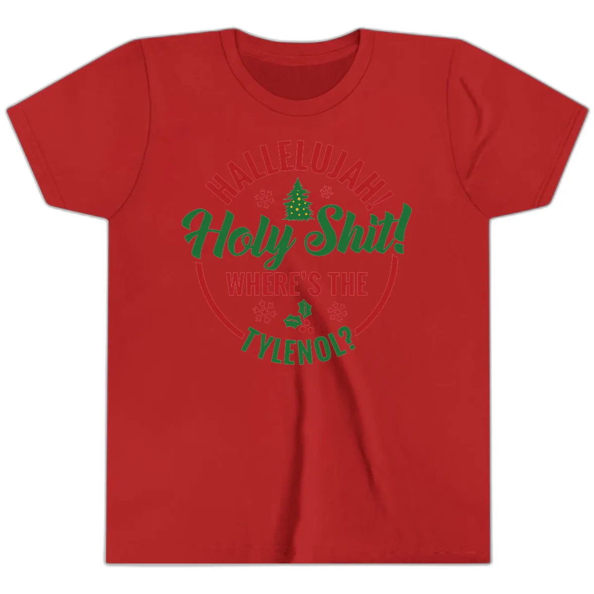 Hallelujah Holy Shit Tylenol Graphic Youth T-Shirt in Red