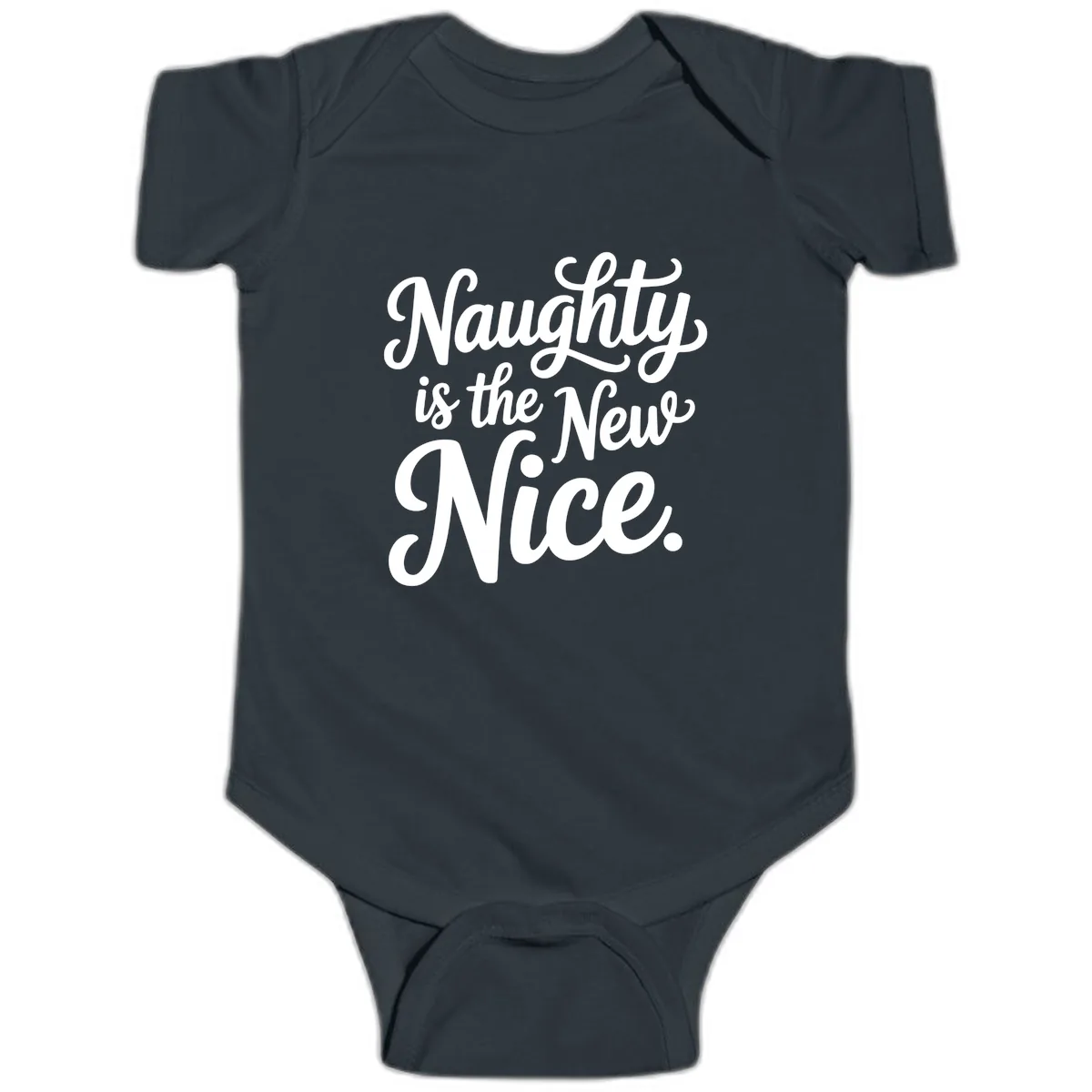 Naughty Is The New Nice Typography Baby Onesie in Black