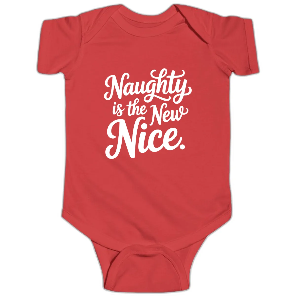 Naughty Is The New Nice Typography Baby Onesie in Red