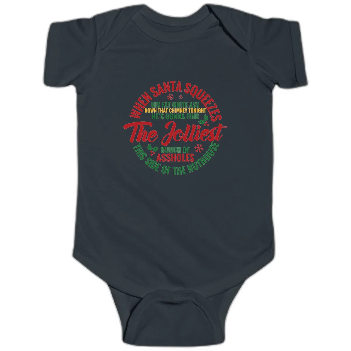 When Santa Squeezes The Jolliest Baby Onesie in Black