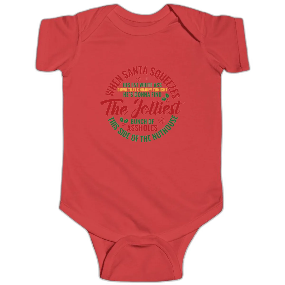 When Santa Squeezes The Jolliest Baby Onesie in Red