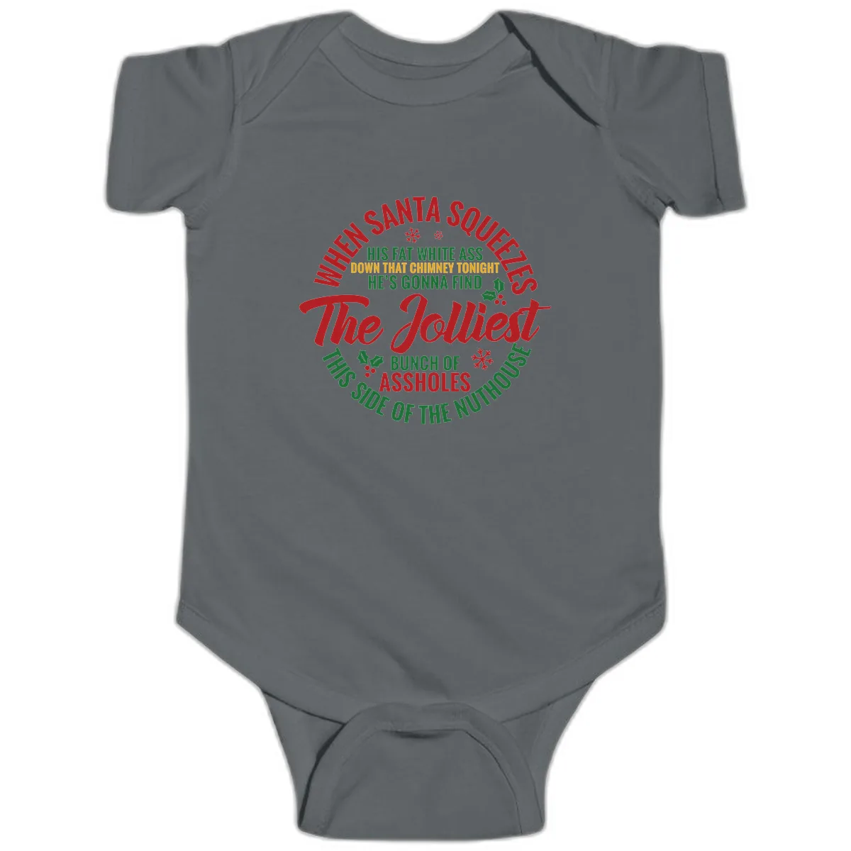 When Santa Squeezes The Jolliest Baby Onesie in Charcoal