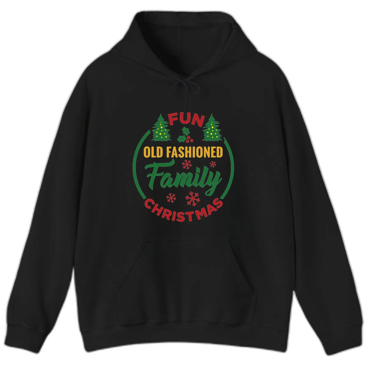 Old Fashioned Family Christmas Fun Hoodie in Black