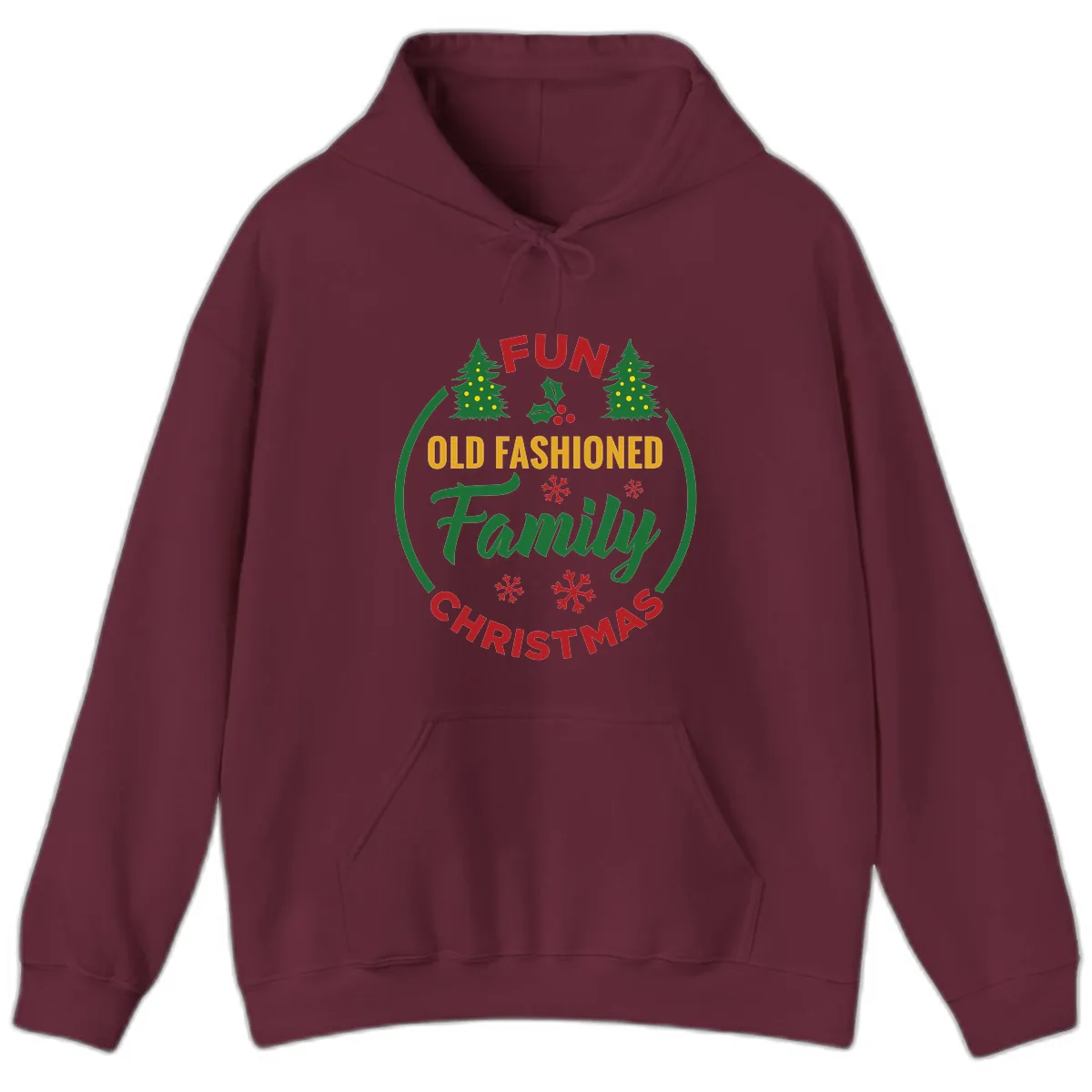 Old Fashioned Family Christmas Fun Hoodie in Maroon