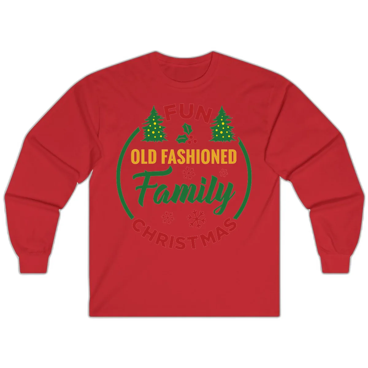Old Fashioned Family Christmas Fun Long Sleeve in Red