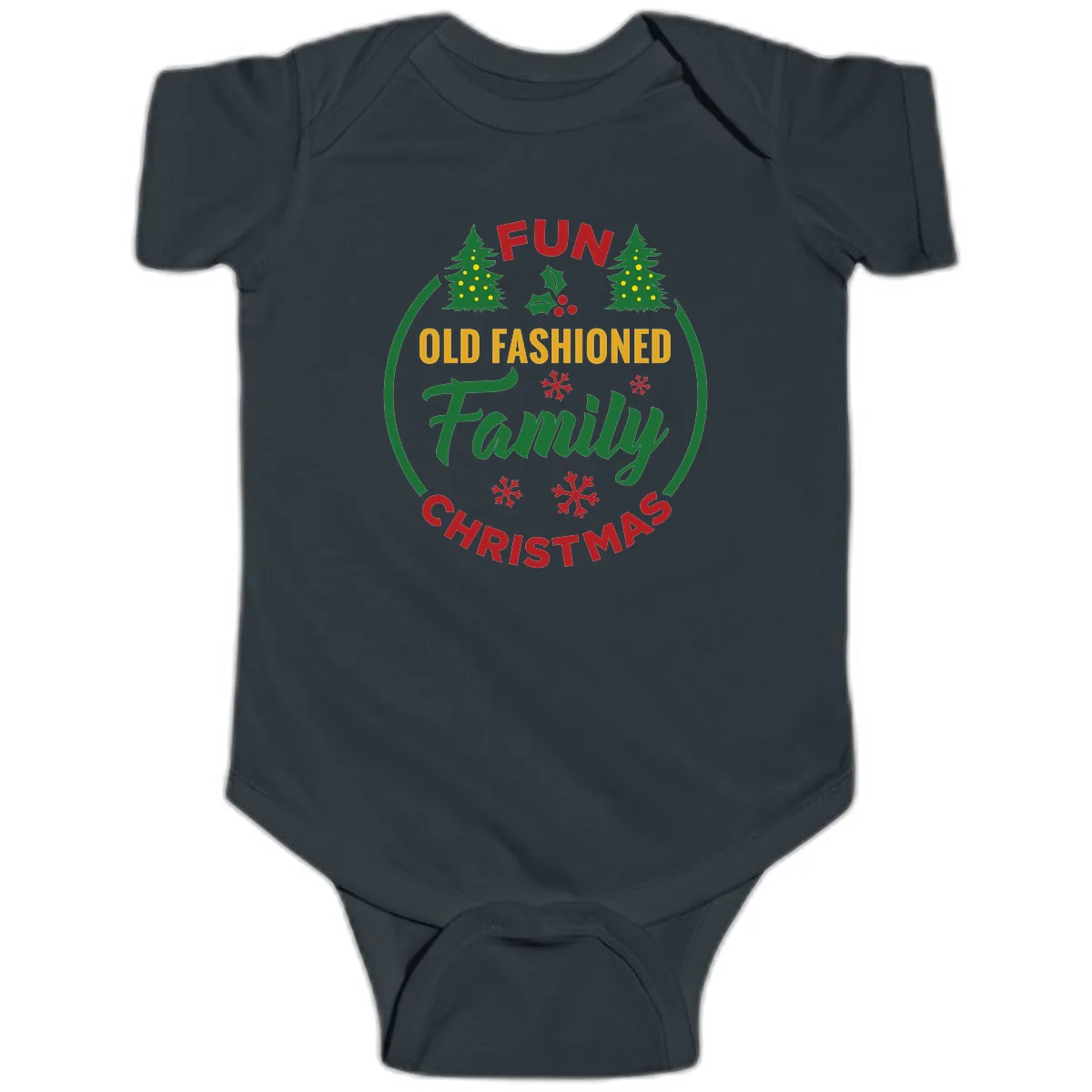Old Fashioned Family Christmas Fun Baby Onesie in Black