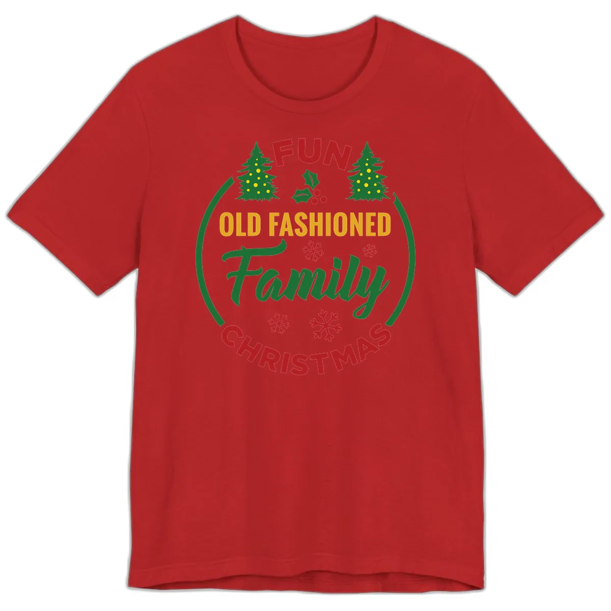 Old Fashioned Family Christmas Fun Premium T-Shirt in Red