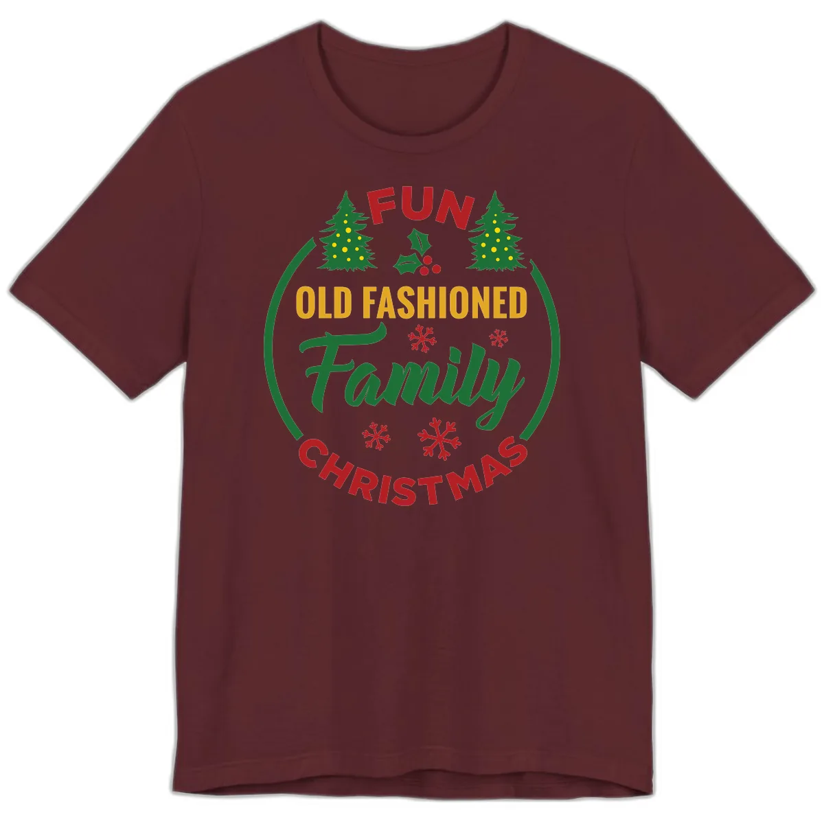 Old Fashioned Family Christmas Fun Premium T-Shirt in Maroon