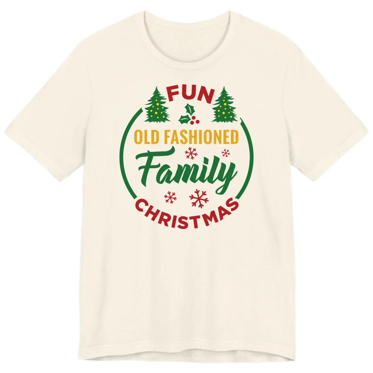 Old Fashioned Family Christmas Fun Premium T-Shirt in Natural