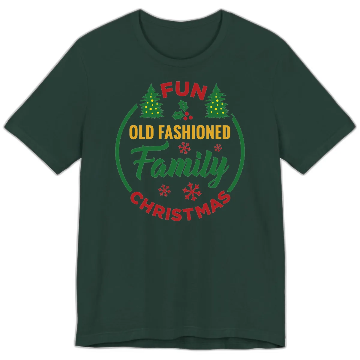 Old Fashioned Family Christmas Fun Premium T-Shirt in Forest