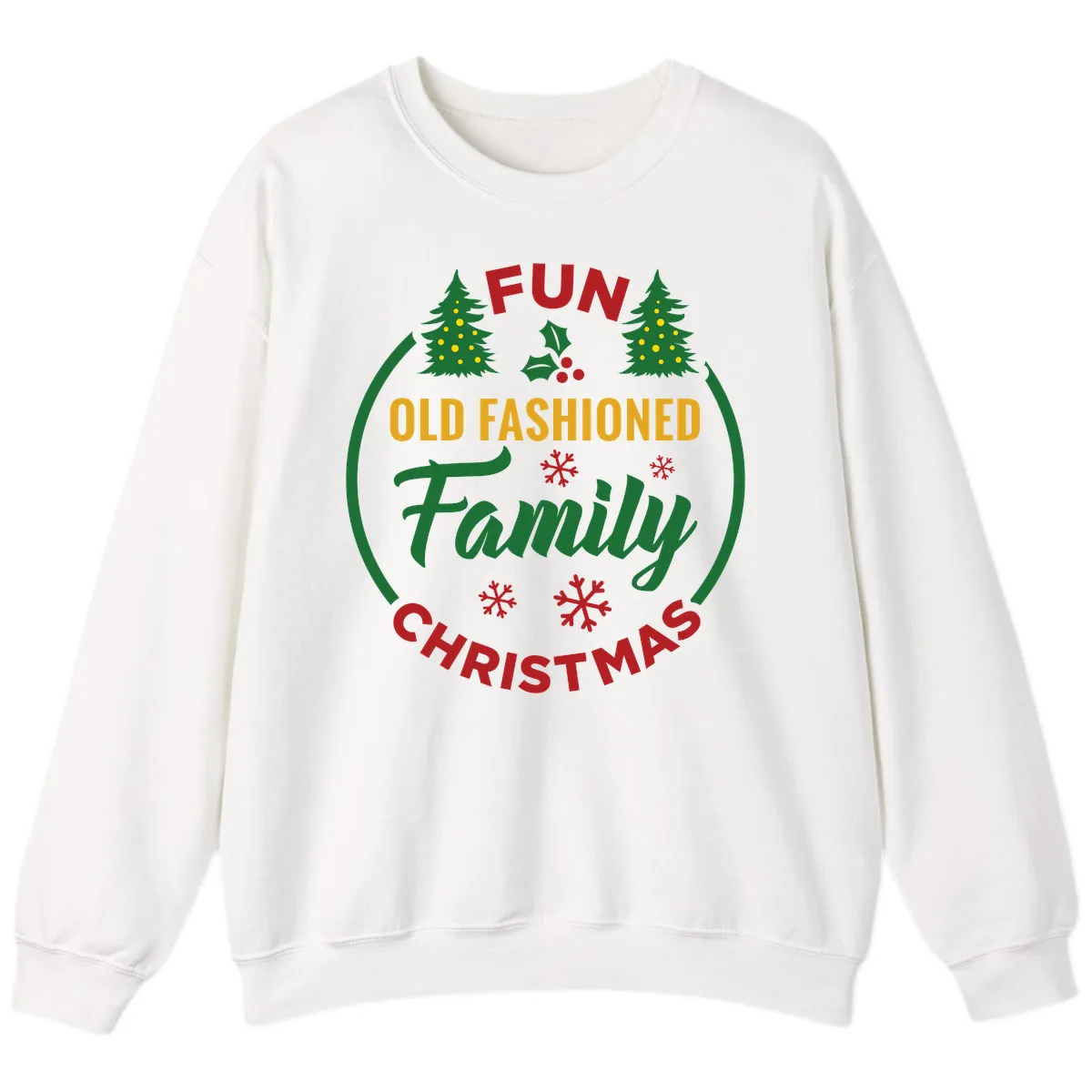 Old Fashioned Family Christmas Fun Sweatshirt in White