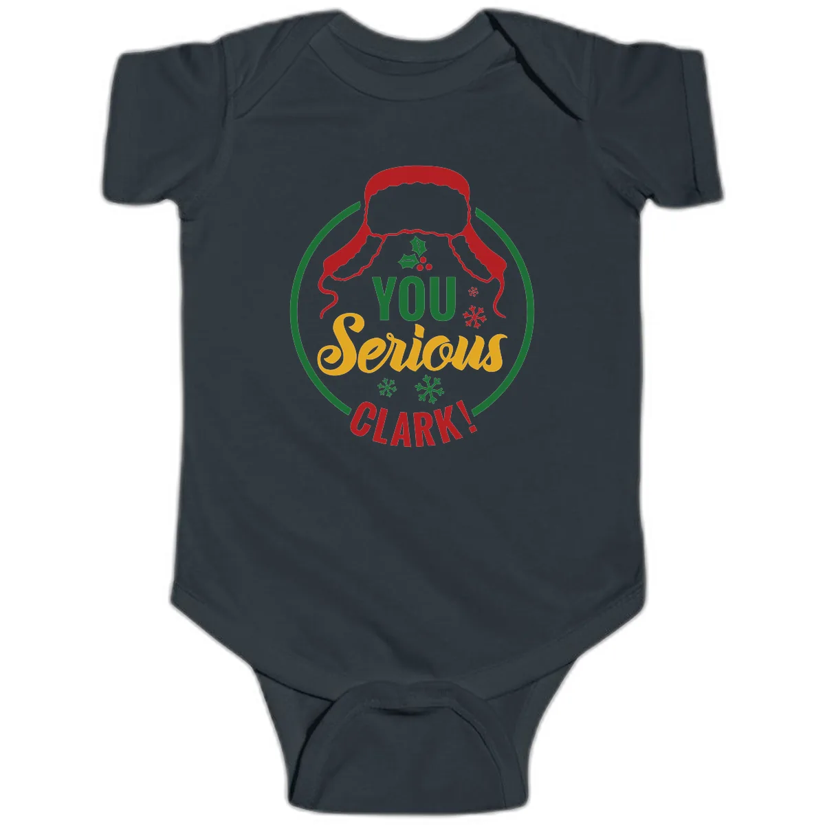 You Serious Clark Christmas Graphic Baby Onesie in Black