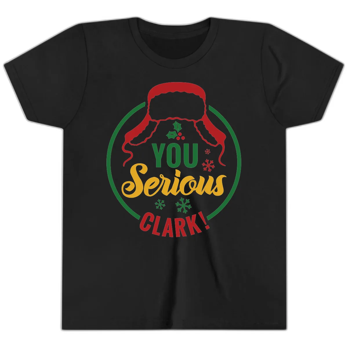 You Serious Clark Christmas Graphic Youth T-Shirt in Black