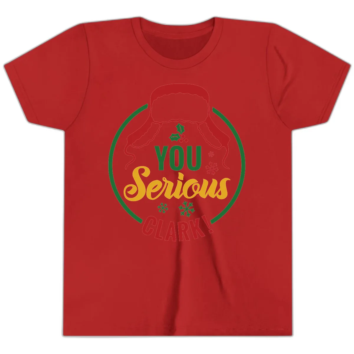You Serious Clark Christmas Graphic Youth T-Shirt in Red