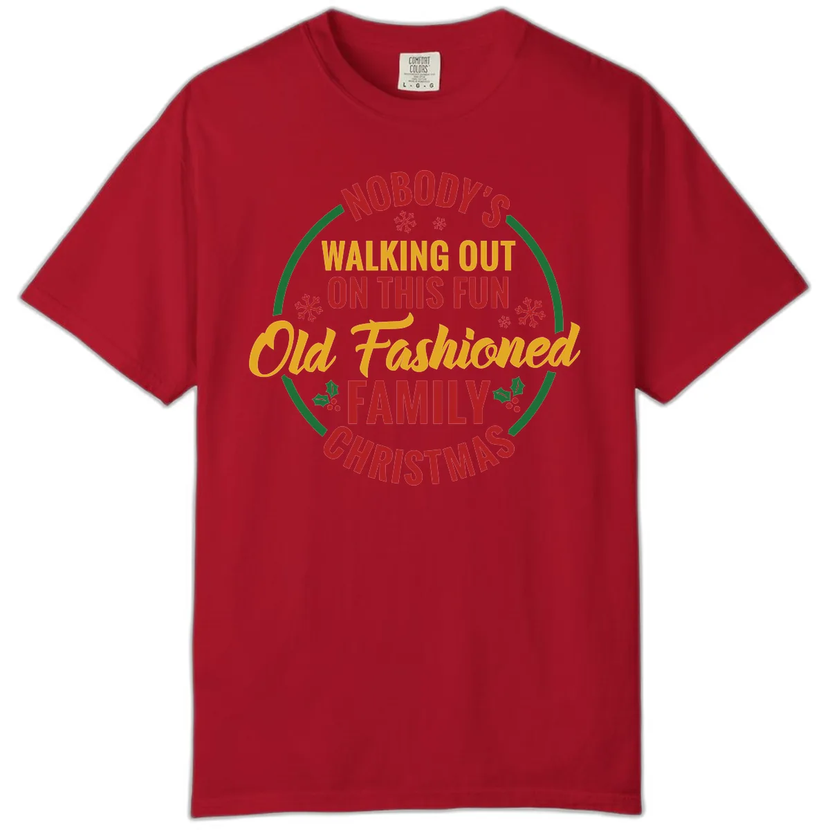 Old Fashioned Family Christmas Typography Comfort Color in Red