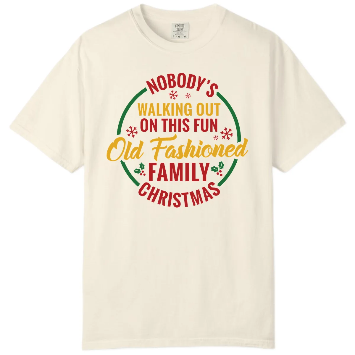 Old Fashioned Family Christmas Typography Comfort Color in Ivory