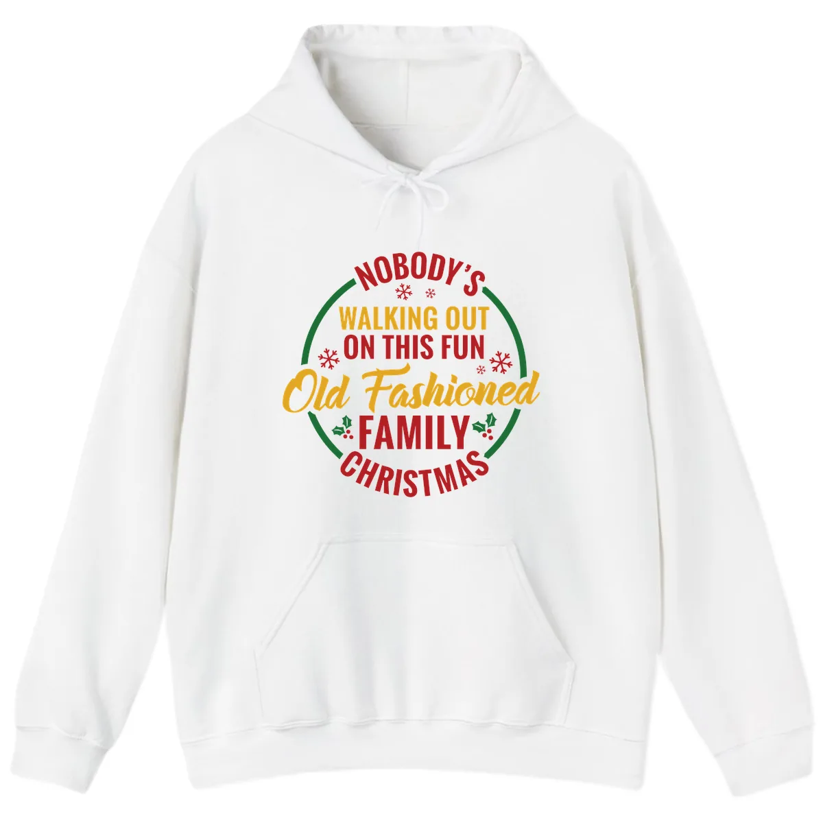 Old Fashioned Family Christmas Typography Hoodie in White