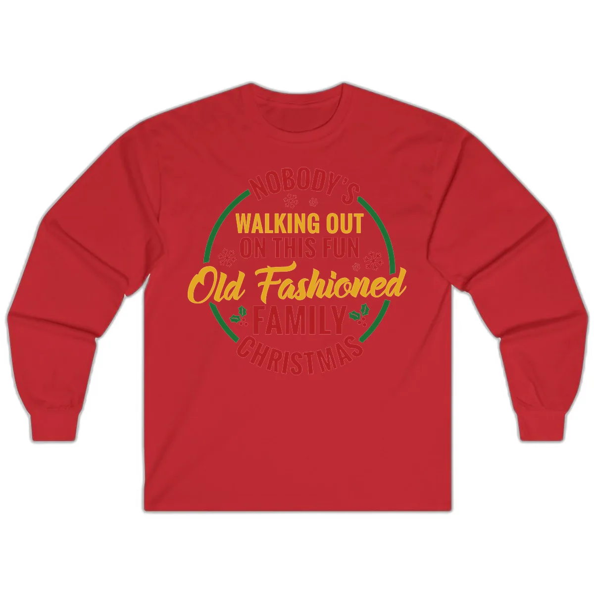 Old Fashioned Family Christmas Typography Long Sleeve in Red