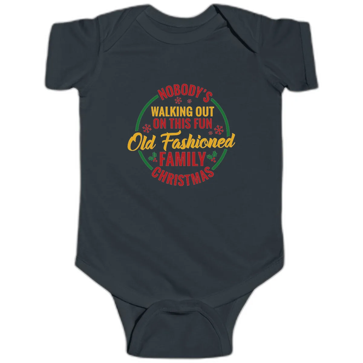 Old Fashioned Family Christmas Typography Baby Onesie in Black