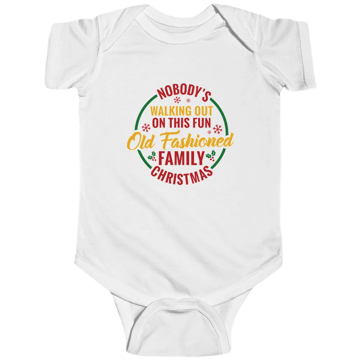 Old Fashioned Family Christmas Typography Baby Onesie in White