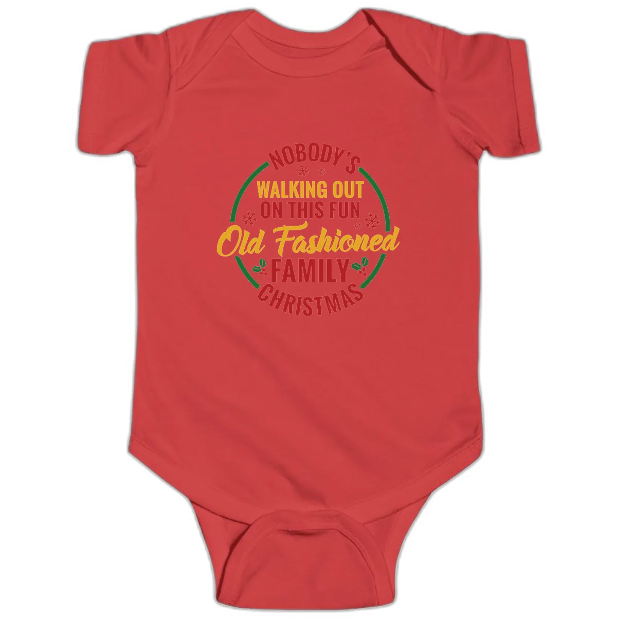 Old Fashioned Family Christmas Typography Baby Onesie in Red
