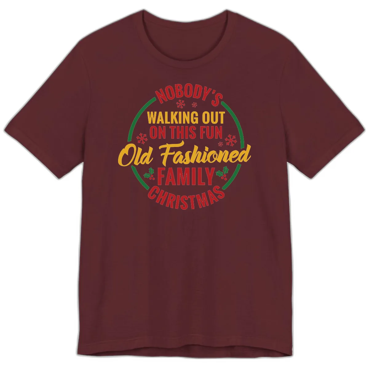 Old Fashioned Family Christmas Typography Premium T-Shirt in Maroon