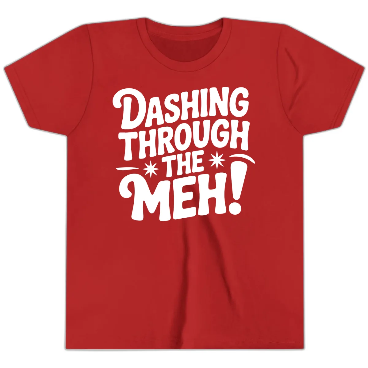 Dashing Through The Meh Typography Youth T-Shirt in Red