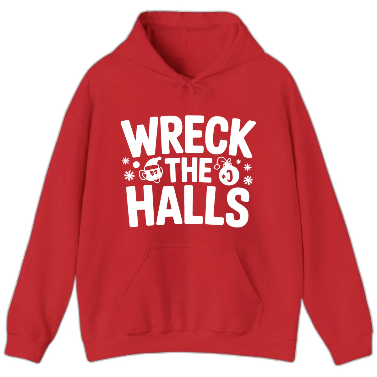 Wreck the Halls Christmas Phrase Hoodie in Red