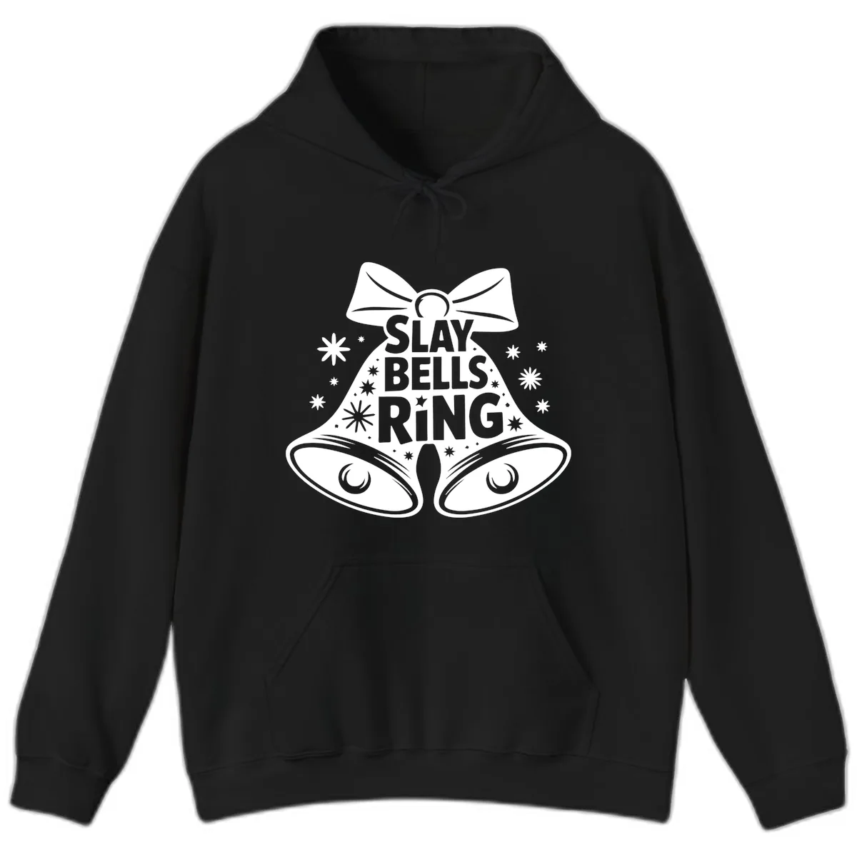 Slay Bells Ring Design Hoodie in Black