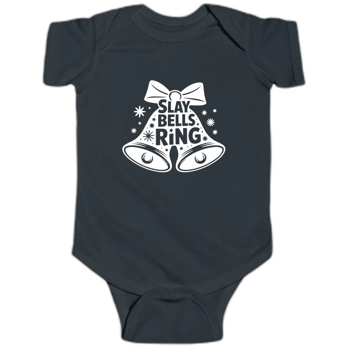 Slay Bells Ring Design Baby Onesie in Black