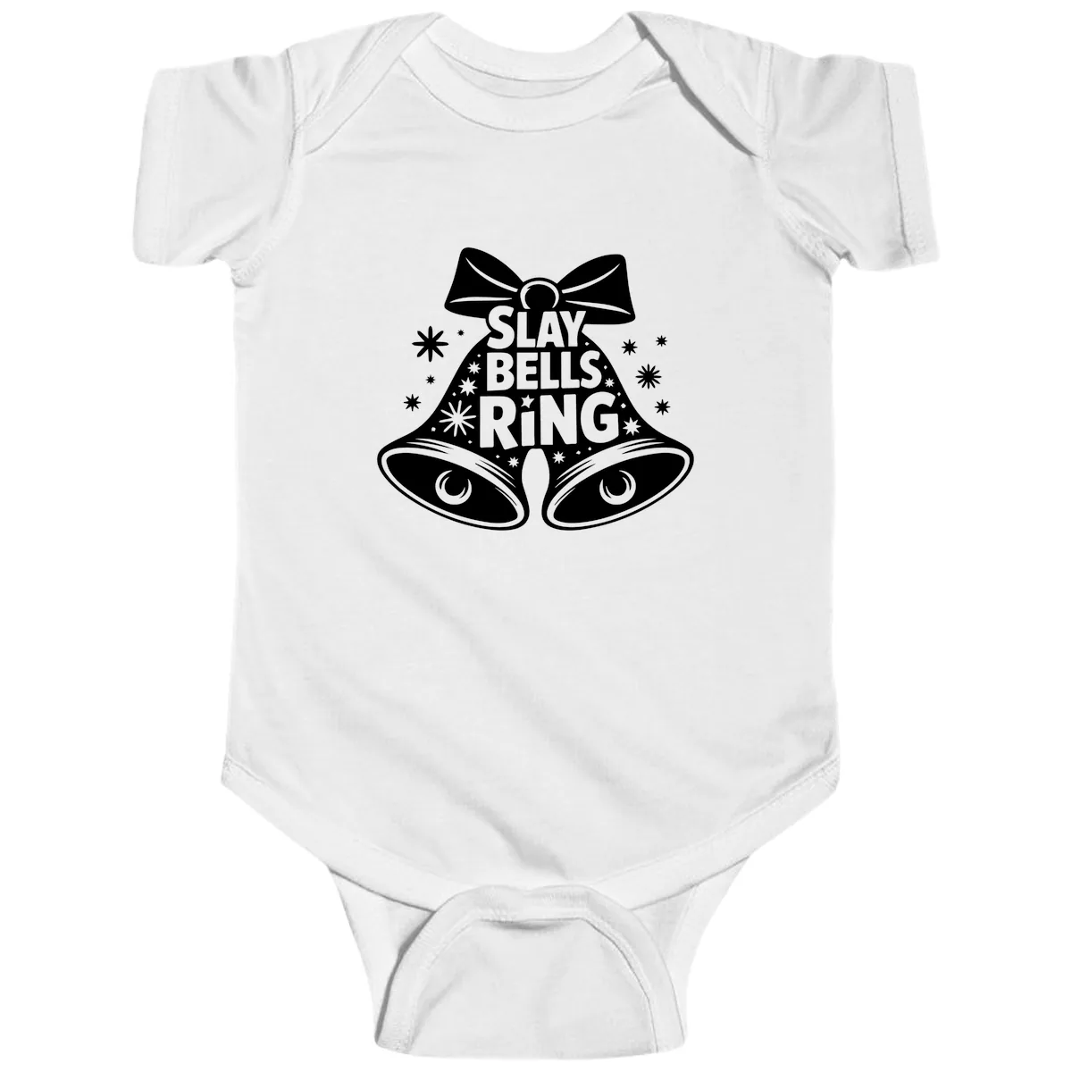 Slay Bells Ring Design Baby Onesie in White