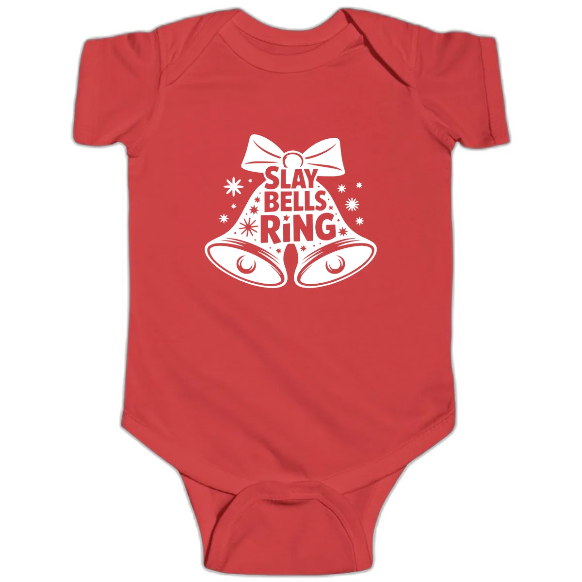 Slay Bells Ring Design Baby Onesie in Red